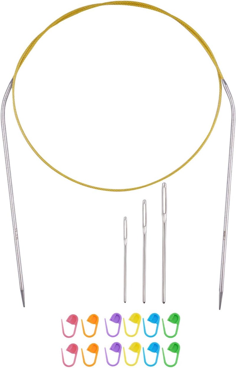 BsHooker Circular Knitting Needles 32inches/80cm,Size US 1.5(2.5mm) Stainless Steel Round Knitting Needles for Handmade Knitting DIY - Image 1